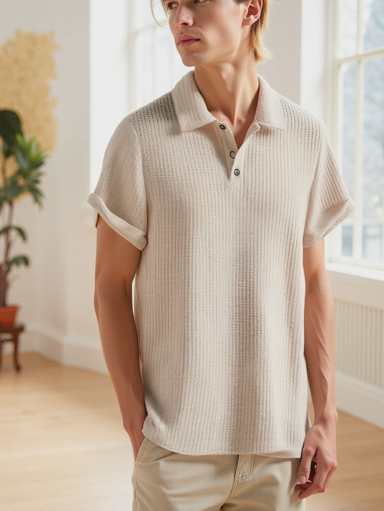 Premium Texturiertes Polo-Shirt