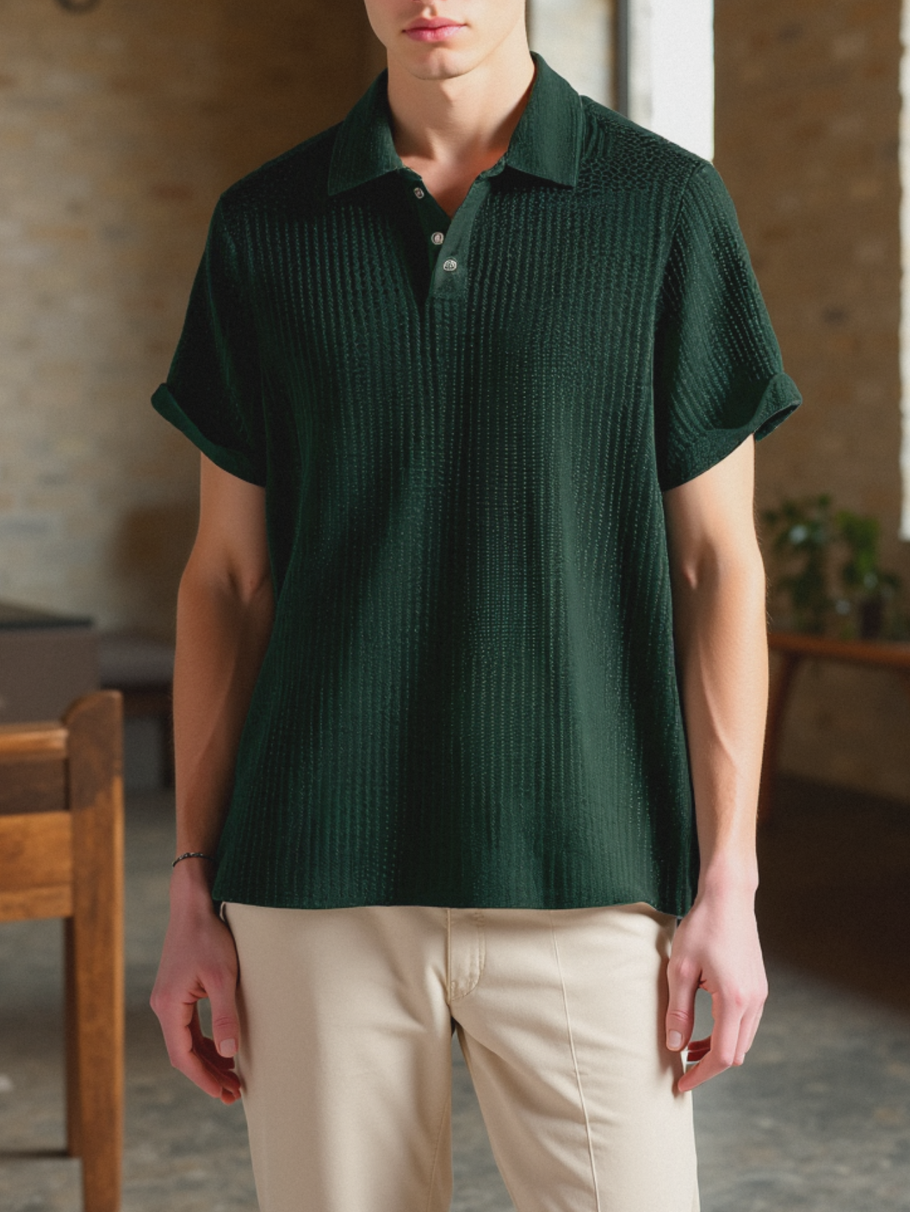 Premium Texturiertes Polo-Shirt